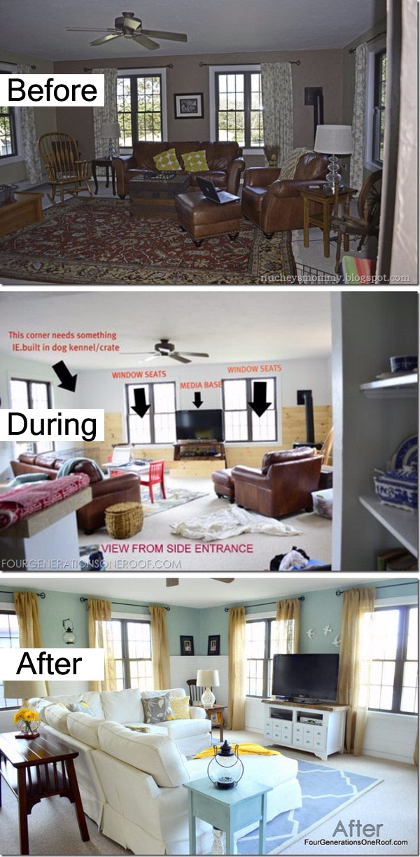 20 Awesome Before and After Living Room Makeovers