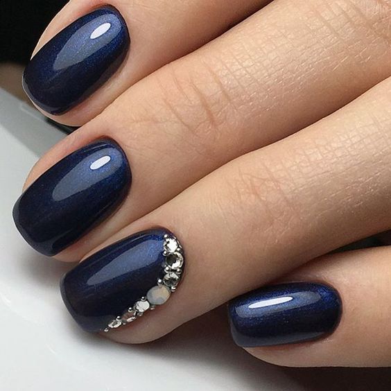 46 Elegant Navy Blue Nails Art Designs and Ideas