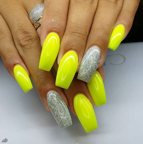 77 Stunning Yellow Neon Nail Art Designs and Ideas