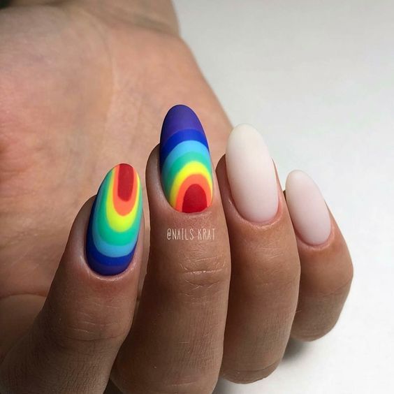 50 Stunning Rainbow Nail Art Designs and Ideas