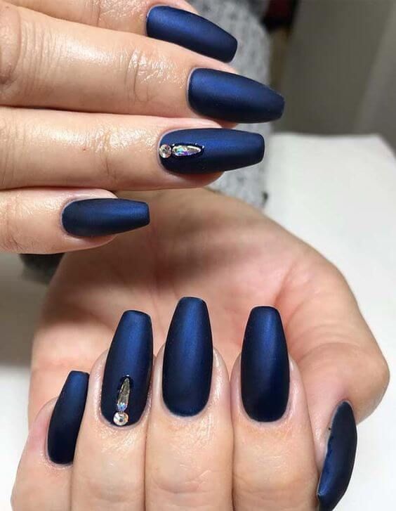 46 Elegant Navy Blue Nails Art Designs And Ideas Page 44
