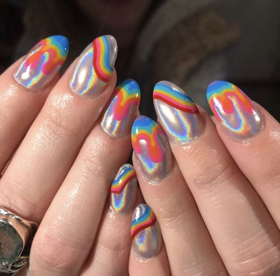 50 Stunning Rainbow Nail Art Designs and Ideas