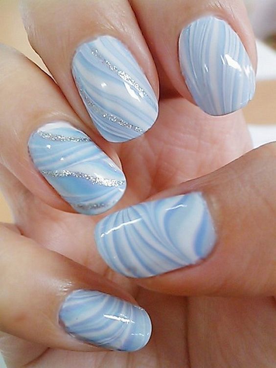 40 Elegant Water Marble Nail Art Designs