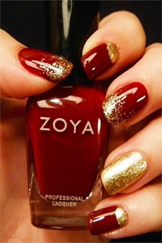 40 Awesome Red and Gold Nail Designs for Holidays
