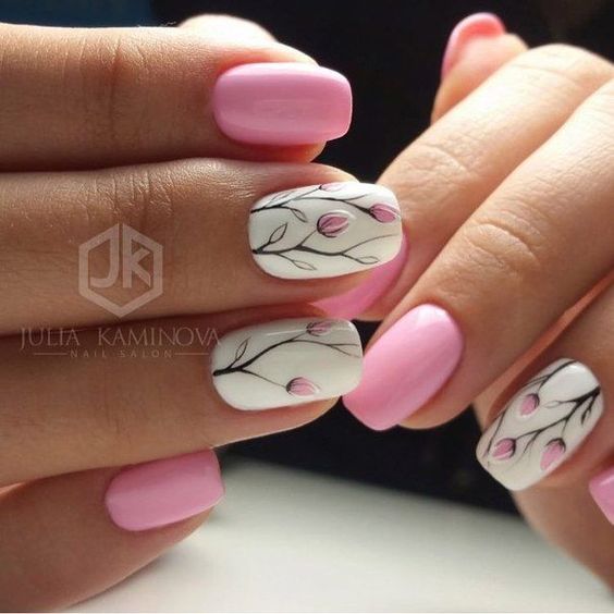 53 Awesome Cherry Blossom Nail Art Designs and Ideas