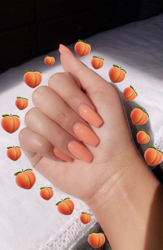30 Stylish Peach Acrylic Nail Art Designs