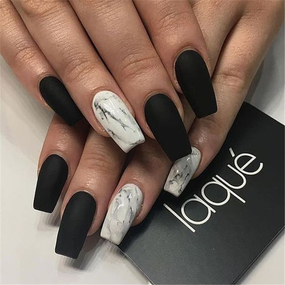 50 Awesome Marble Coffin Nail Designs