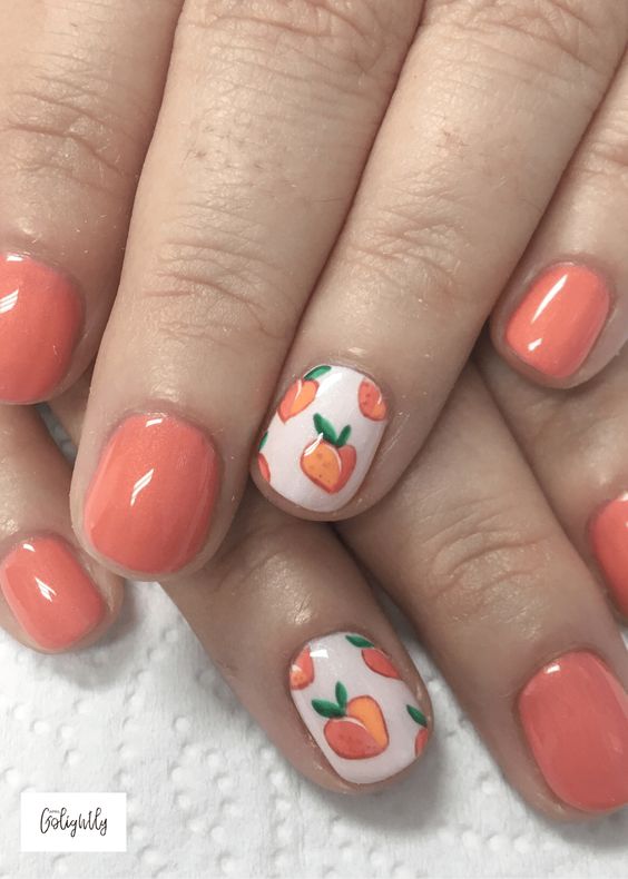 30 Stylish Peach Acrylic Nail Art Designs
