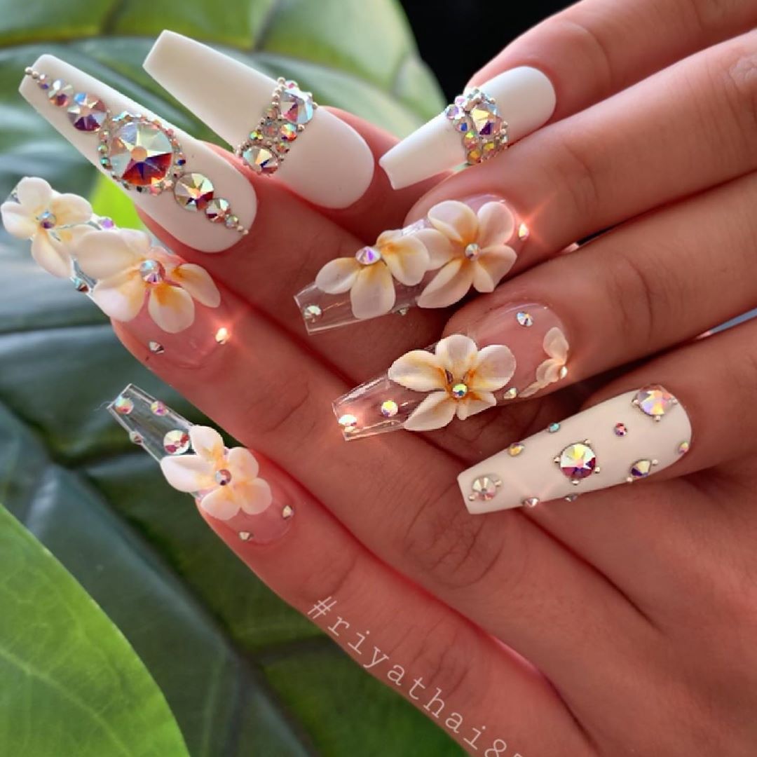 65 Pretty 3D Flower Nail Art Designs