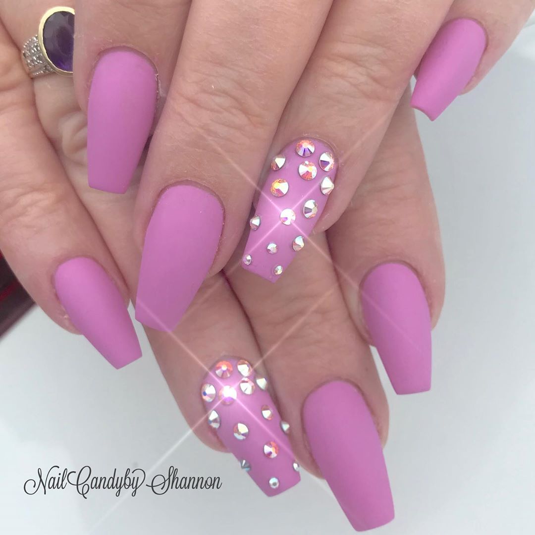 70 Awesome Coffin Nails With Rhinestones