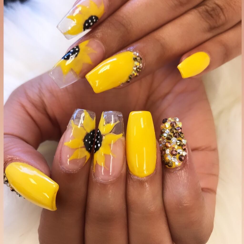50 Amazing Sunflower Nail Designs For Summer Page 31 Tiger Feng