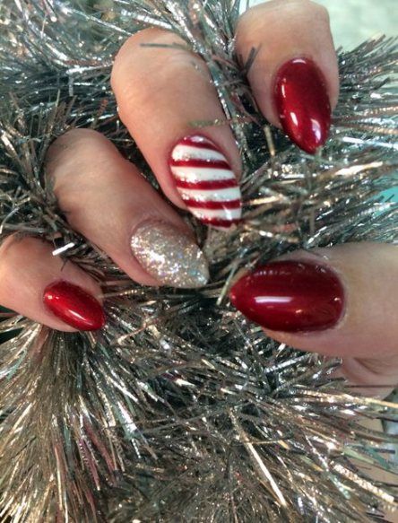 50 Trendy Christmas Candy Cane Nails To Make You Happy
