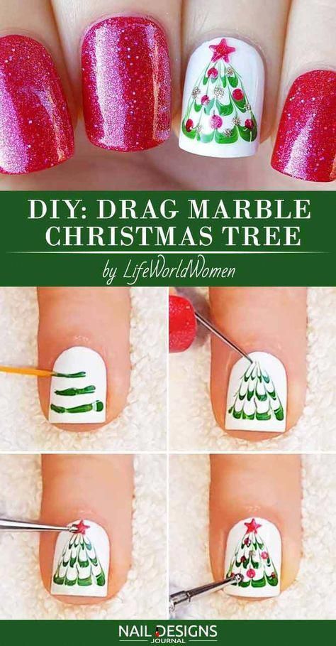 50 Festive Christmas Tree Nail Art Designs for Holiday