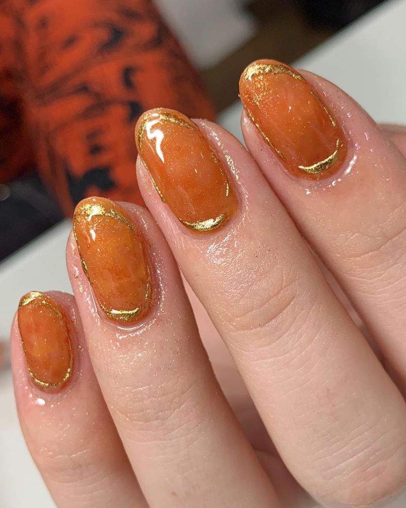 83 Elegant Amber Nails To Inspire You