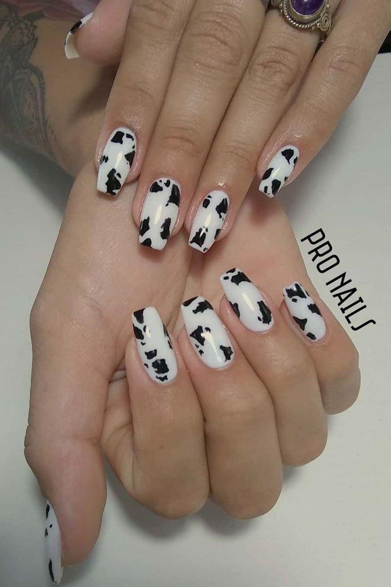 55 Fantastic Cow Print Nail Art Designs You Will love