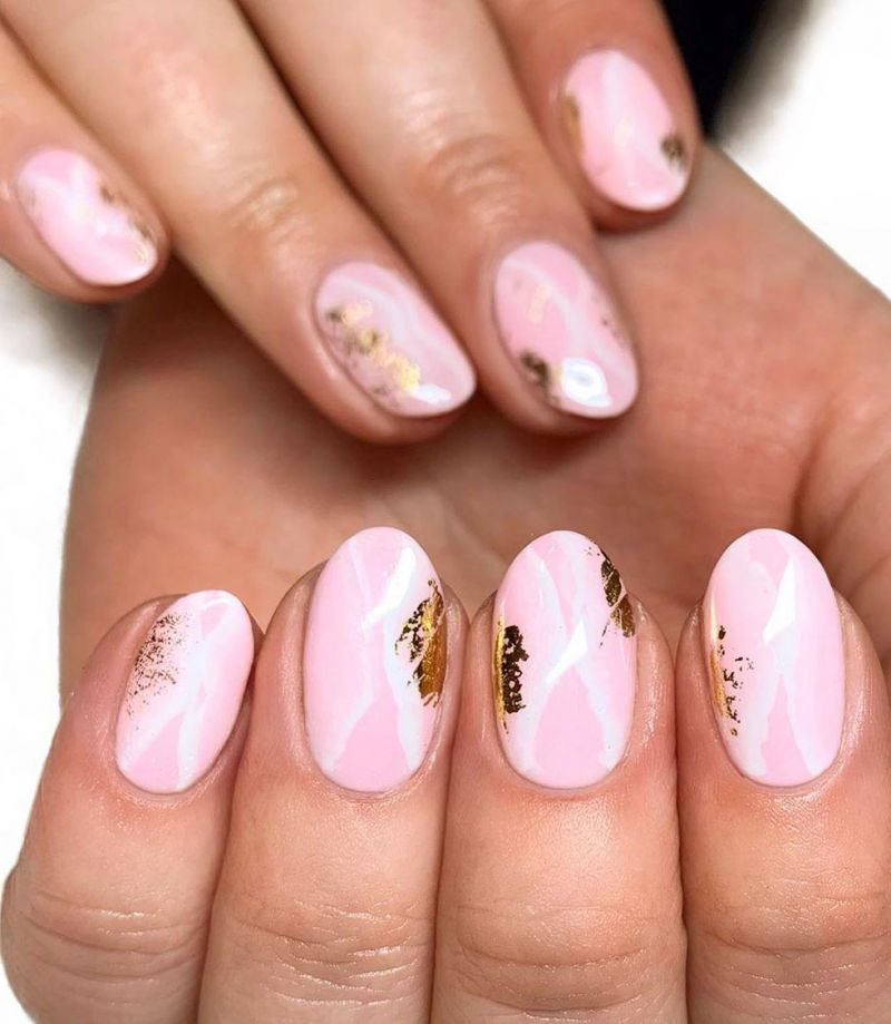55 Trendy Pink Marble Nails You Will Love