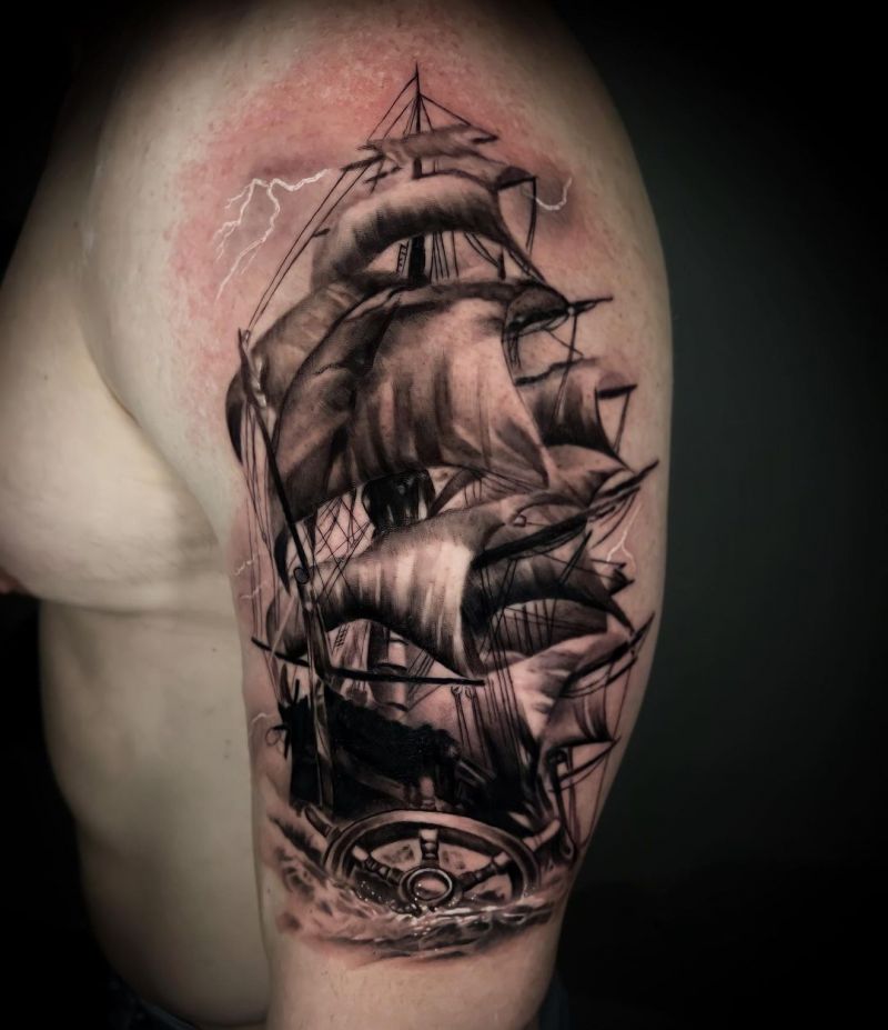 30 Great Ship Tattoos You Will Love