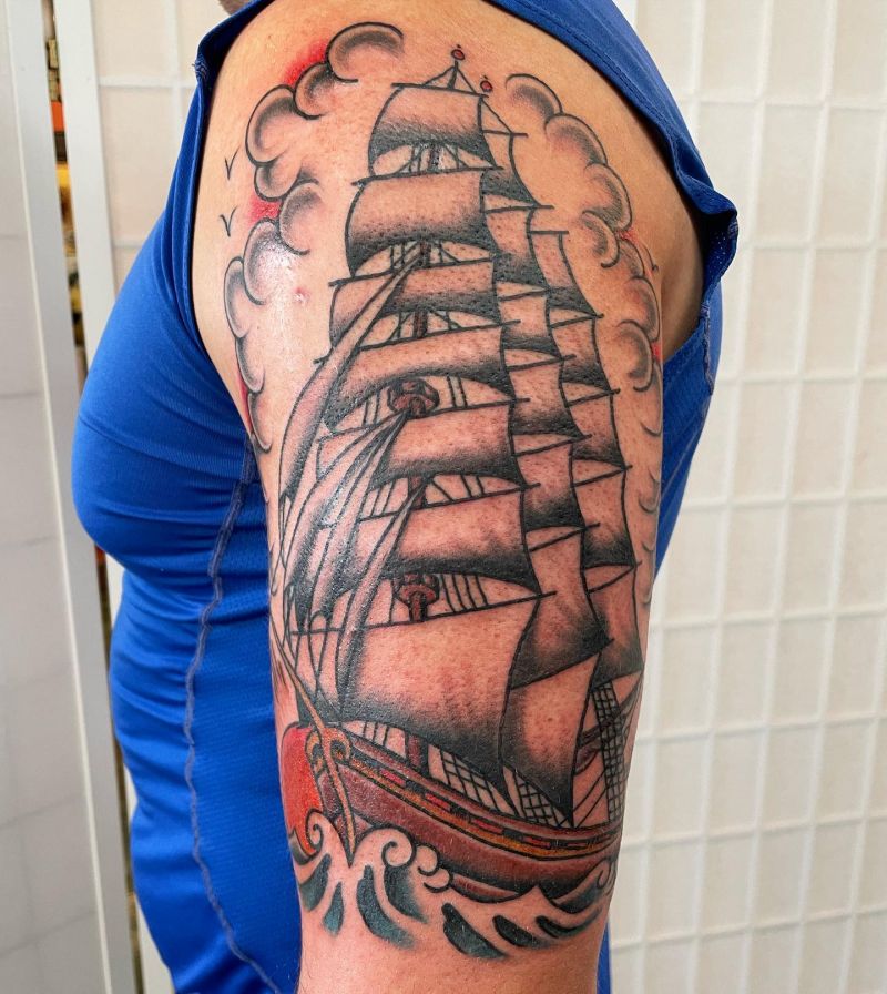 20 Best Clipper Ship Tattoos You Can Copy