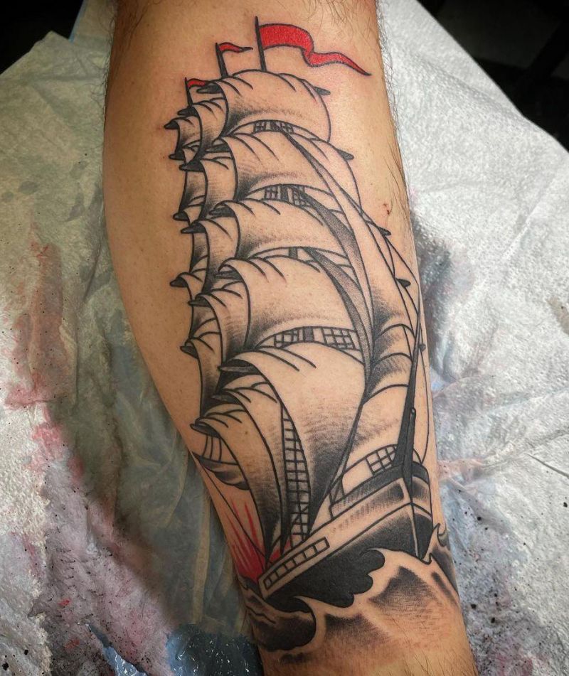 20 Best Clipper Ship Tattoos You Can Copy