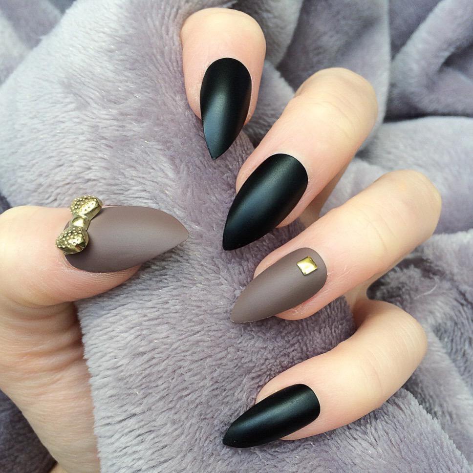 45 Awesome Black Almond Matte Nail Designs to Inspire You – Tiger Feng