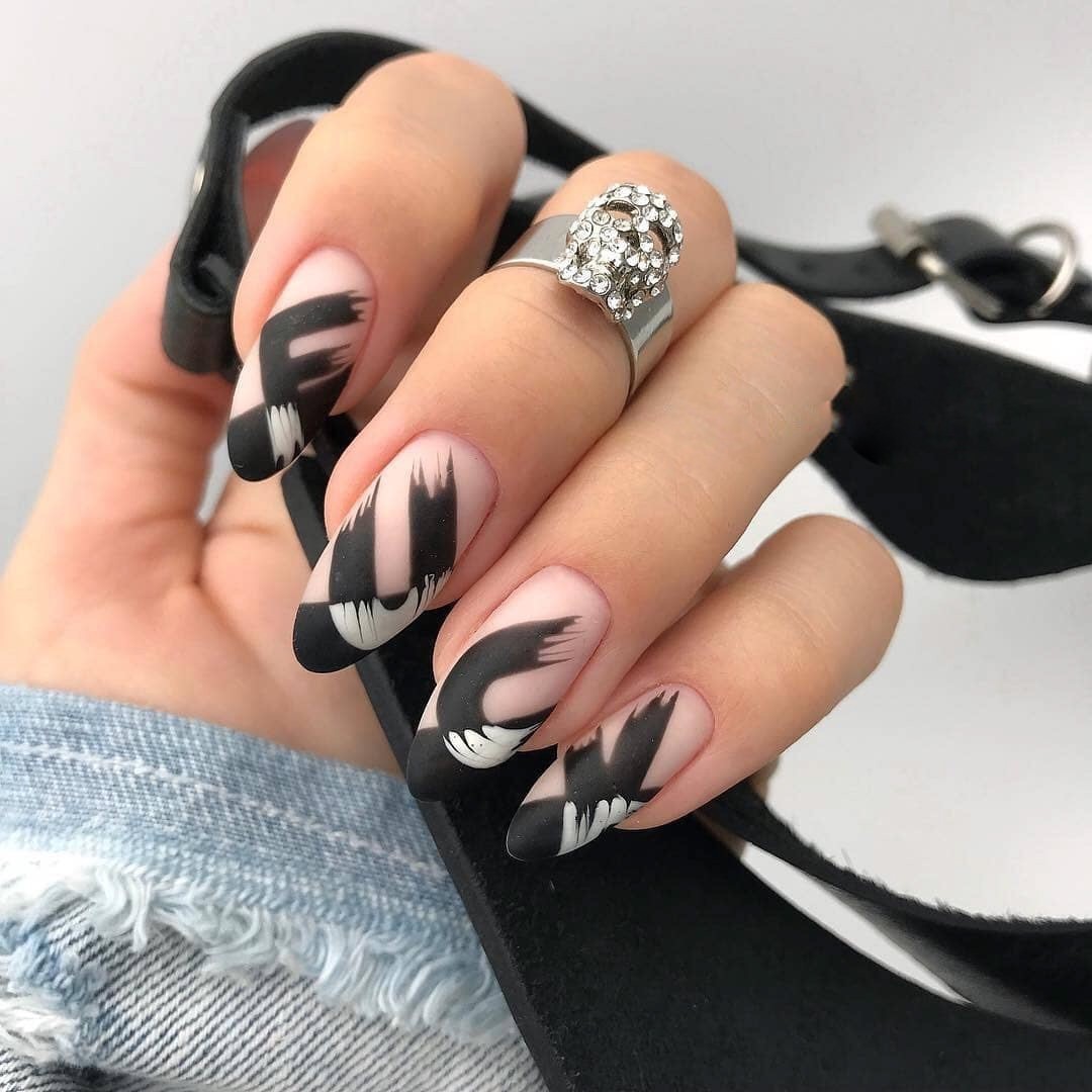 45 Awesome Black Almond Matte Nail Designs to Inspire You – Page 33 ...